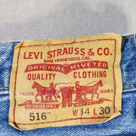 Levi's 516 jeans men's size W34 X L30 medium washed blue slim fit straight - Picture 5 of 12